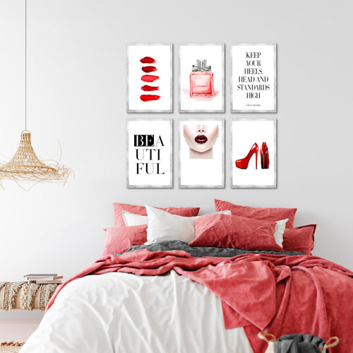 Novart Wandbilder Set Fashion - KOMPLETT AUFHÄNGFERTIG - Made in Germany - Moderne Bilder  Wohnzimmer Mädchen Teenager - N018964a