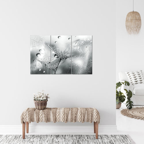 Runa Art Wandbilder Blumen Pusteblumen Bild XXL Wohnzimmer Schlafzimmer Braun Morgentau 120 x 80 cm 3 Teilig 043131a