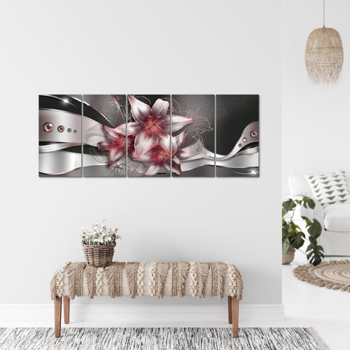 Runa Art Bild Blumen Lilien Wandbilder auf Vlies Leinwand 5 Teilig Wanddekoration Wohnzimmer Schlafzimmer 039656b