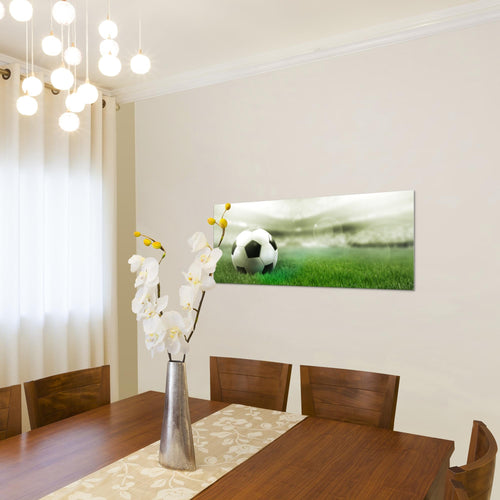 Runa Art Wandbild Fussball 1 Teilig 100 x 40 cm Modern Bild auf Vlies Leinwand Sport Wohnzimmer Schlafzimmer Grün 402412c