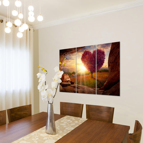 Runa Art Wandbilder Natur Gebirge Bild XXL Wohnzimmer Schlafzimmer Beige Rosa Baum Herz 120 x 80 cm 3 Teilig 607631c
