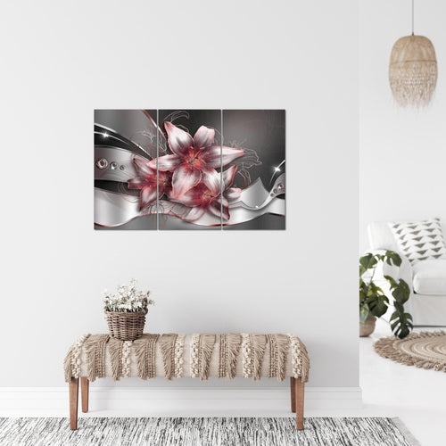 Runa Art Bild Blumen Lilien Modern Wandbilder Wohnzimmer 1 Teilig - Made In Germany - Abstrakt Schwarz Rot Flur 039615c