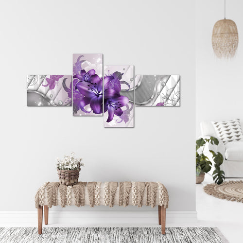 Runa Art Bild XXL 4 Teilig Blumen Lilien 200 x 100 cm Kunstdruck auf Vlies Leinwand Wanddeko Wohnzimmer Schlafzimmer 016541c