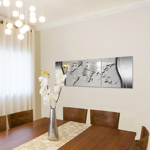 Runa Art - Bilder Weltkarte 120 x 40 cm 3 Teilig Wandbild auf Vlies Leinwand Schwarz Mehrteilig Modern 107233a