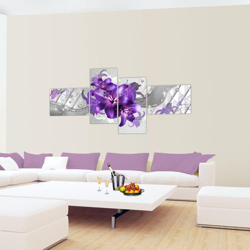 Runa Art Bild XXL 4 Teilig Blumen Lilien 200 x 100 cm Kunstdruck auf Vlies Leinwand Wanddeko Wohnzimmer Schlafzimmer 017341a