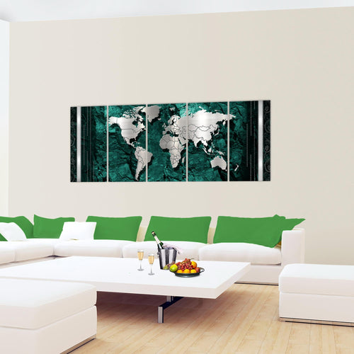 Runa Art Bild Weltkarte Wandbilder auf Vlies Leinwand 5 Teilig Wanddekoration Büro Wohnzimmer 107356a