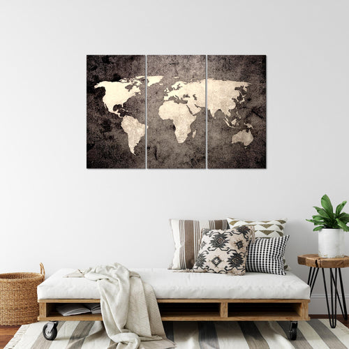 Runa Art Wandbilder Weltkarte Bild XXL Büro Wohnzimmer Gold Vintage Antik 120 x 80 cm 3 Teilig 101731a
