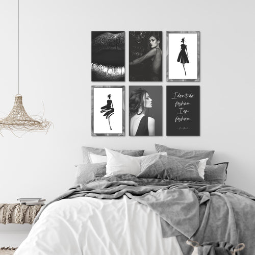 Novart Wandbilder - KEIN EXTRA RAHMEN BENÖTIGT - Wohnzimmer Mädchen Teenager - Bilder Modern Fashion - Schwarz Weiss - N000865a