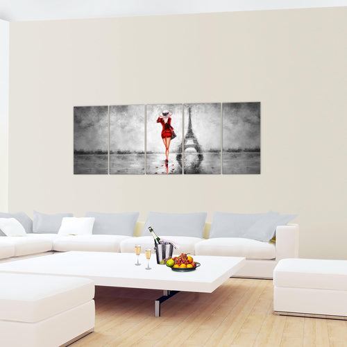 Runa Art Wandbild Paris Eifelturm 1 Teilig 100 x 40 cm Modern Bild auf Vlies Leinwand Abstrakt Wohnzimmer Schlafzimmer Türkis Grau 035612b