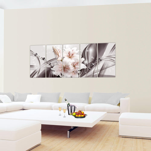 Runa Art Bild Blumen Lilien Wandbilder auf Vlies Leinwand 5 Teilig Wanddekoration Wohnzimmer Schlafzimmer 017156a