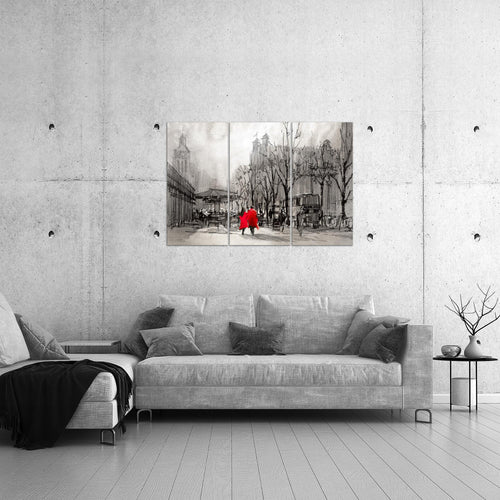 Runa Art Wandbilder London Bild XXL Wohnzimmer Schlafzimmer Grau Stadt Abstrakt 120 x 80 cm 3 Teilig 009731c