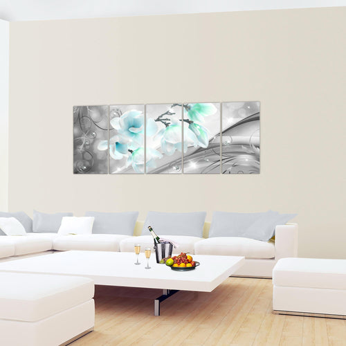 Runa Art Wandbild Blumen Abstrakt 1 Teilig 100 x 40 cm Modern Bild auf Vlies Leinwand Diamant Wohnzimmer Beige Braun 035312b
