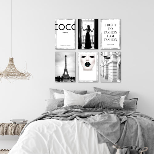 Novart Wandbilder Set Paris Fashion - KOMPLETT AUFHÄNGFERTIG - Made in Germany - Moderne Bilder  Wohnzimmer Schlafzimmer - N015664a