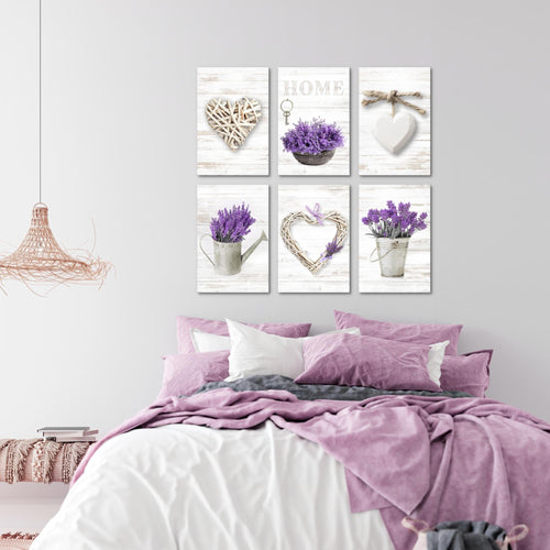 Novart Wandbilder Set Home Provence - KOMPLETT AUFHÄNGFERTIG - Made in Germany - Moderne Bilder  Wohnzimmer Schlafzimmer - N003064a