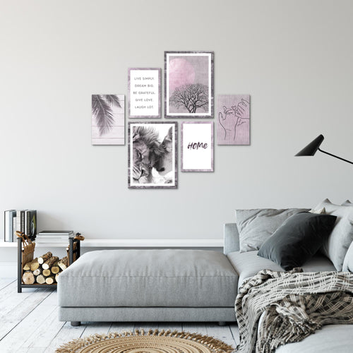 Novart Wandbilder Set Löwen Liebe Natur - KEIN EXTRA RAHMEN BENÖTIGT -  Modern Deko  - Wohnzimmer Schlafzimmer N018563b