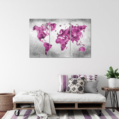 Runa Art Bild Weltkarte Modern Wandbilder Wohnzimmer Büro 1 Teilig - Made In Germany - Vintage Kontinente Bunt Flur 013315a