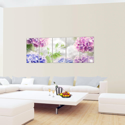 Runa Art Bild Blumen Hortensien Wandbilder auf Vlies Leinwand 5 Teilig Wanddekoration Wohnzimmer Schlafzimmer 017456b