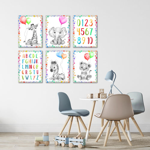 Novart Wandbilder - KEIN EXTRA RAHMEN BENÖTIGT - Kinderzimmer Mädchen Junge - Bilder Modern Tiere - Afrika Bunt - N016665c
