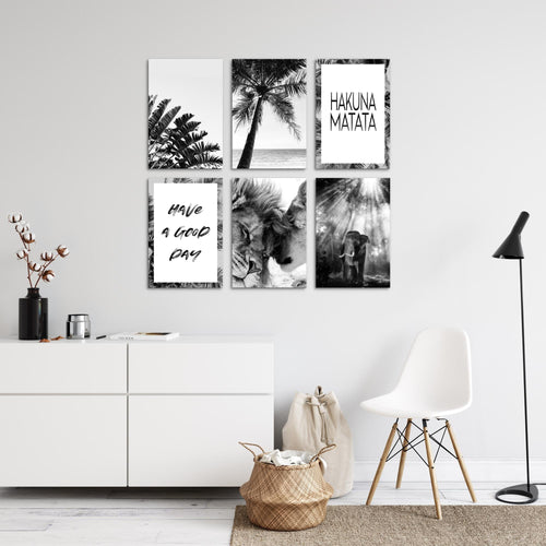 Novart Wandbilder - KEIN EXTRA RAHMEN BENÖTIGT - Wohnzimmer Schlafzimmer - Bilder Modern Löwenpaar - Zitate - N014665a