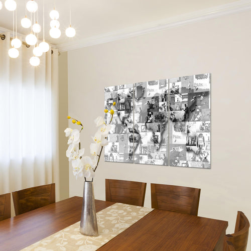 Runa Art Wandbilder Weltkarte Banksy Collage Bild XXL Loft Wohnzimmer Grau Pop Art 120 x 80 cm 3 Teilig 104531c
