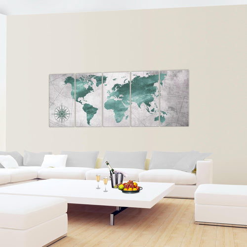 Runa Art Bild Weltkarte Wandbilder auf Vlies Leinwand 5 Teilig Wanddekoration Büro Wohnzimmer 026056b