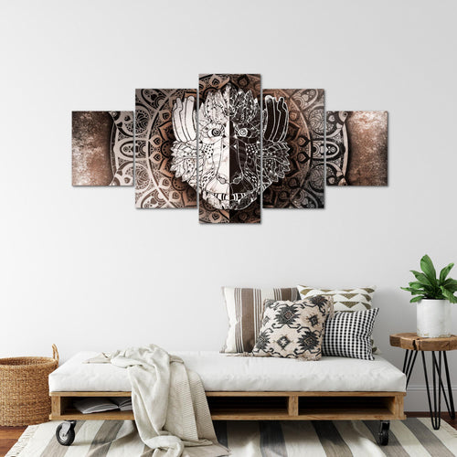 Runa Art - Bilder Mandala Abstrakt 200 x 100 cm 5 Teilig XXL Wanddekoration Design Beige Braun 040151c