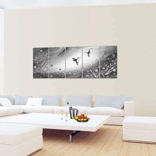 Runa Art Wandbild Vintage Vogel 1 Teilig 100 x 40 cm Modern Bild auf Vlies Leinwand Abstrakt Wohnzimmer Schlafzimmer Schwarz Weiss 038312c