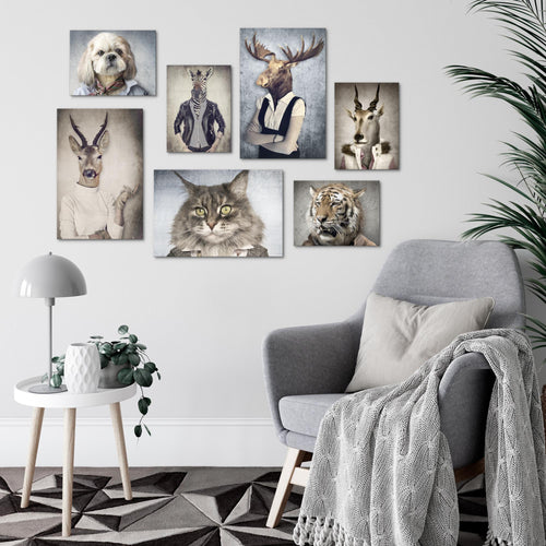 Novart Wandbilder Abstrakt - KOMPLETT AUFHÄNGFERTIG - Tiere Wohnzimmer Schlafzimmer - 7 Moderne Mood-Bilder - N019271a