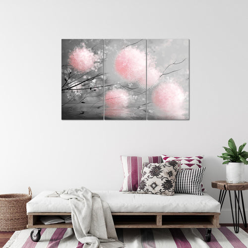 Runa Art Wandbilder Pusteblumen Bild XXL Wohnzimmer Schlafzimmer Grau Rosa Abstrakt 120 x 80 cm 3 Teilig 044231b
