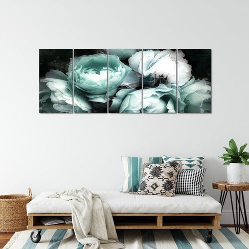 Runa Art Bild Blumen Rosen Wandbilder auf Vlies Leinwand 5 Teilig Wanddekoration Wohnzimmer Schlafzimmer 039156c