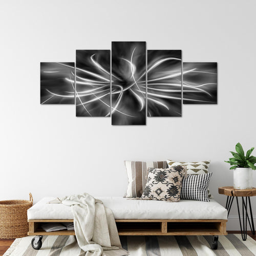Runa Art - Bilder Abstrakt 200 x 100 cm 5 Teilig XXL Wanddekoration Design Bewegung Blau 100051b