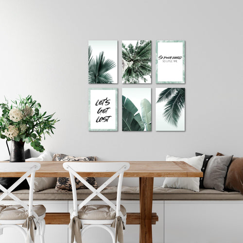 Novart Wandbilder - KEIN EXTRA RAHMEN BENÖTIGT - Wohnzimmer Schlafzimmer - Bilder Modern Palmen - Grün - N014765a
