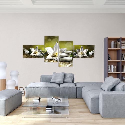 Runa Art Bild Modern Blumen Lilien - Made in Germany - Wandbilder Abstrakt Beige Braun 4 Teilig 035842a