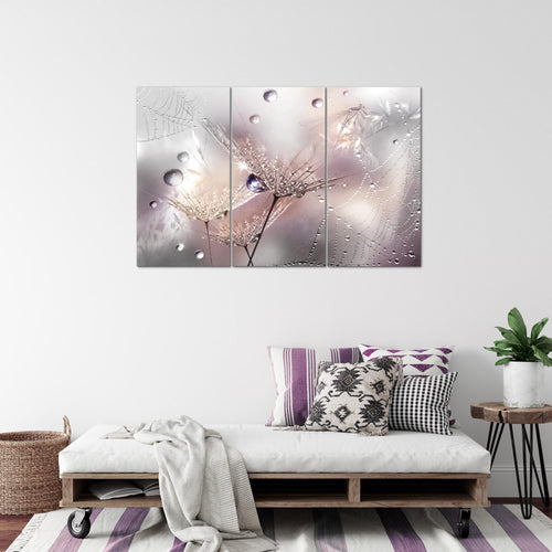 Runa Art Wandbilder Blumen Pusteblumen Bild XXL Wohnzimmer Schlafzimmer Braun Morgentau 120 x 80 cm 3 Teilig 043131a