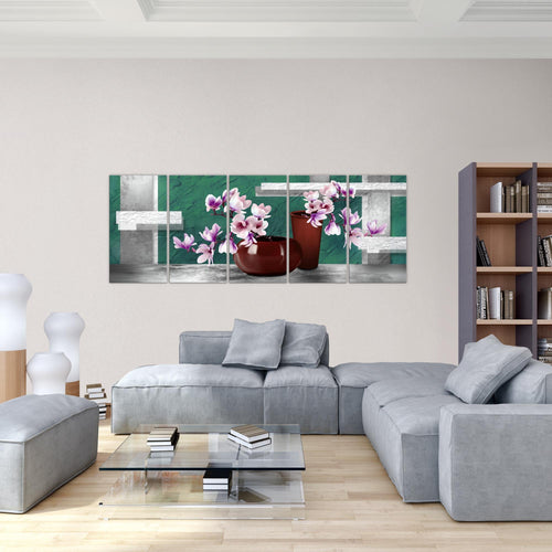 Runa Art Bild Blumen Abstrakt Wandbilder auf Vlies Leinwand 5 Teilig Wanddekoration Wohnzimmer Schlafzimmer 035256b