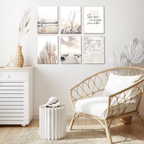 Novart Wandbilder - KEIN EXTRA RAHMEN BENÖTIGT - Wohnzimmer Schlafzimmer - Bilder Modern Boho Strand - Beige - N013465a