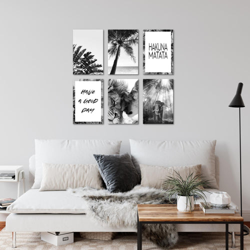 Novart Wandbilder - KEIN EXTRA RAHMEN BENÖTIGT - Wohnzimmer Schlafzimmer - Bilder Modern Löwenpaar - Zitate - N014665a
