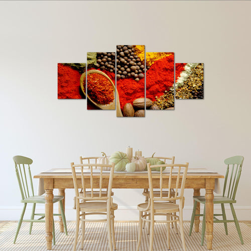 Runa Art Bild Esszimmer Küchenbilder Küche Gewürze 5 Teilig Esszimmer Rot Wandbilder auf Vlies Leinwand 500453a