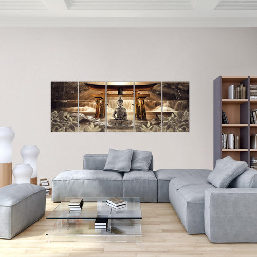 Runa Art Bild Feng Shui Buddha Wandbilder auf Vlies Leinwand 5 Teilig Wanddekoration Wohnzimmer Schlafzimmer 036456a