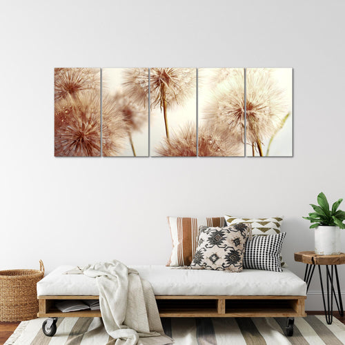 Runa Art Bild Blumen Pusteblumen Wandbilder auf Vlies Leinwand 5 Teilig Wanddekoration Wohnzimmer Schlafzimmer 042056b