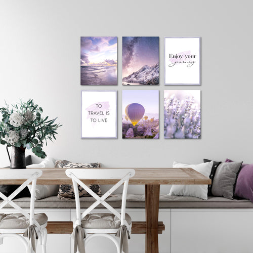 Novart Wandbilder - KEIN EXTRA RAHMEN BENÖTIGT - Wohnzimmer Schlafzimmer - Bilder Modern Natur Blumen - Violett Lila Rosa - N006465a