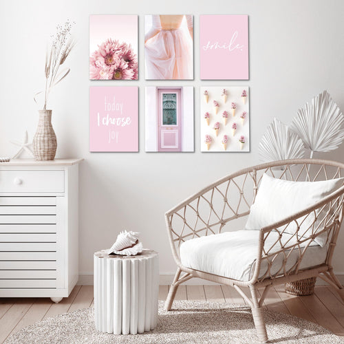 Novart Wandbilder - KEIN EXTRA RAHMEN BENÖTIGT - Wohnzimmer Mädchen Teenager - Bilder Modern Fashion - Rosa - N008465a