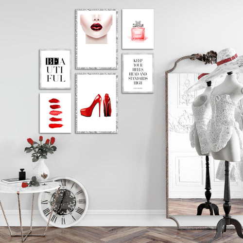 Novart Wandbilder Set Fashion Beauty - KEIN EXTRA RAHMEN BENÖTIGT -  Modern Deko  - Wohnzimmer Mädchen Teenager N018963a