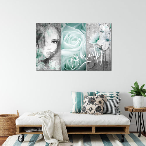 Runa Art Bild Blumen Vintage Modern Wandbilder Wohnzimmer 1 Teilig - Made In Germany - Frau Bunt Flur 039315a