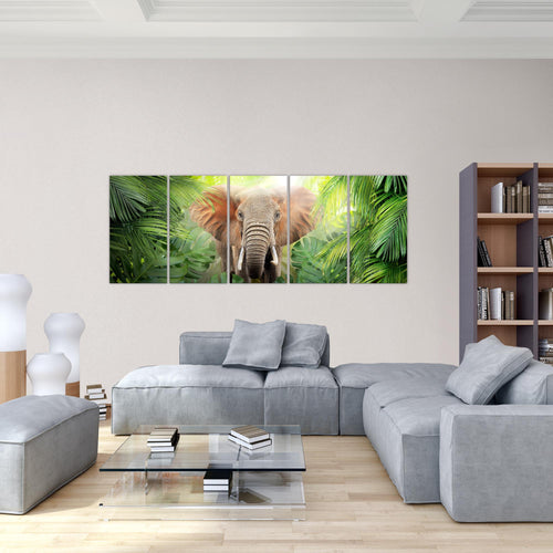 Runa Art Bild Elefant Abstrakt Wandbilder auf Vlies Leinwand 5 Teilig Wanddekoration Wohnzimmer Schlafzimmer 037556b