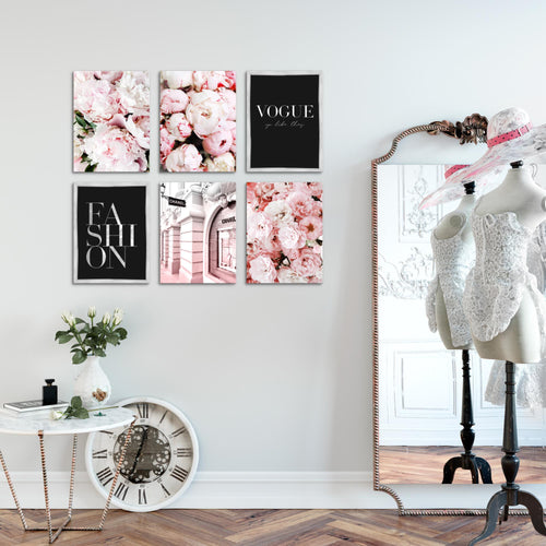 Novart Wandbilder Set Coco Fashion - KOMPLETT AUFHÄNGFERTIG - Made in Germany - Moderne Bilder  Wohnzimmer Mädchen Teenager - N016064a