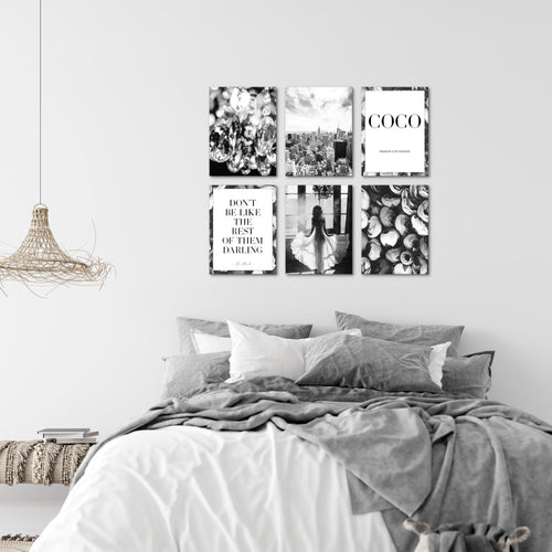 Novart Wandbilder - KEIN EXTRA RAHMEN BENÖTIGT - Wohnzimmer Mädchen Teenager - Bilder Modern Fashion New York - Schwarz Weiss - N016265b