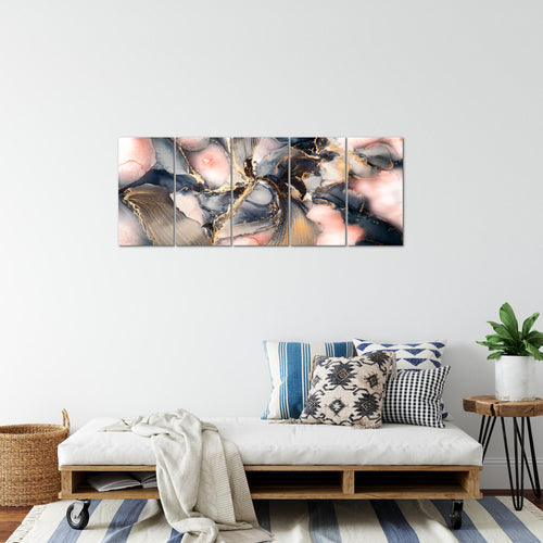 Runa Art Bild Abstrakt Wandbilder auf Vlies Leinwand 5 Teilig Wanddekoration Wohnzimmer Schlafzimmer 043856a