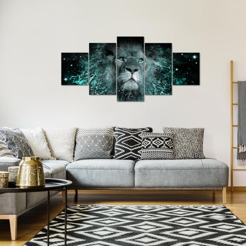 Runa Art - Bilder Sternzeichen Löwe 200 x 100 cm 5 Teilig XXL Wanddekoration Design Lila 040751c