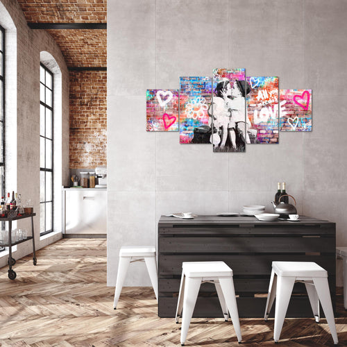Runa Art - Bilder the First Kiss 200 x 100 cm 5 Teilig XXL Wanddekoration Design Bunt 044651a